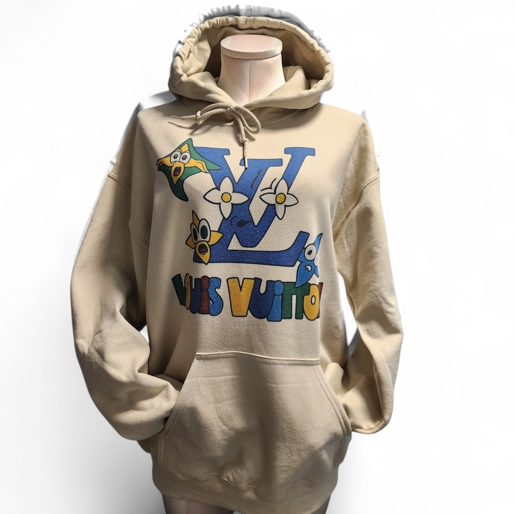 Beige Graphic Hoodie
